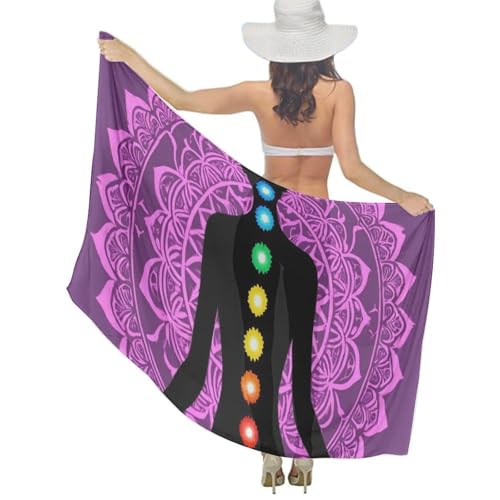Women's Lightweight Long Scarf Thin Scarf Beach Headscarf Wimwear Bikini Wrap - color: Color639