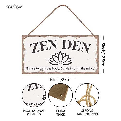 SCAZOMV Wood Decorative Signage, Zen Den Sign, Meditation Room Decor, 10X5 Inch