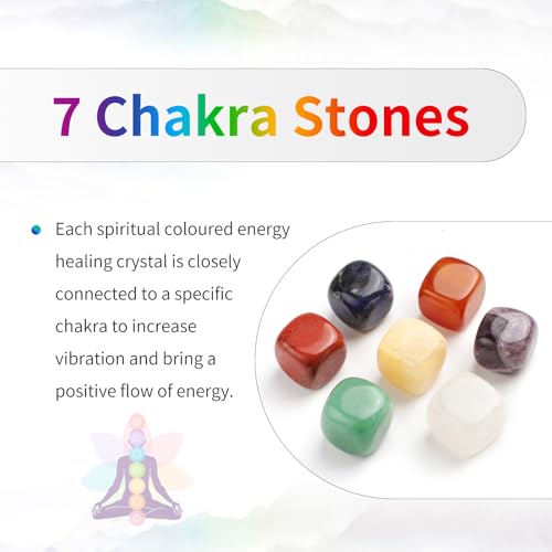 TUMBEELLUWA 7 Chakra Crystal Stone Beads Bracelet for Women Adjustable Flat Beaded Link Bangle for Healing