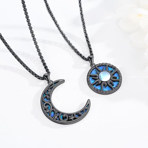 Yin Yang Necklaces for Women Men 925 Sterling Silver Pendant Necklace Yin Yang Jewelry for Women Men Couples - style: Sun Moon #8