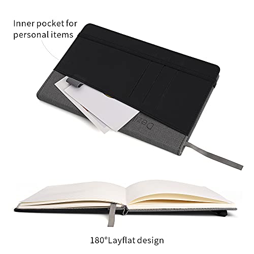 Lined Journal Notebooks with Pen Loop, Hardcover Notebook Journal for Work, 100Gsm Premium Thick Paper with Inner Pocket, Medium 5.7''''x8.4'''', ?Black, Ruled, 1 Pack - color: Gray-black