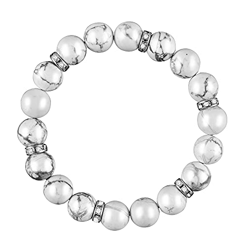 Healing Bracelet For Women Anxiety Crystal Bracelet Chakra Beaded Bracelets Rose Quartz Crystals And Healing Stones Yoga Bead Bracelet Calming Stretch Bracelet Stress Relief Gifts For Women - color: White-Turquoise