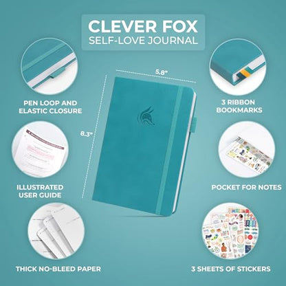 Clever Fox Self-love Journal – Guided Self-Discovery Log for Self-care, Reflection & Self-help, Mental Health, Gratitude & Mindfulness (Turquoise) - color: Turquoise