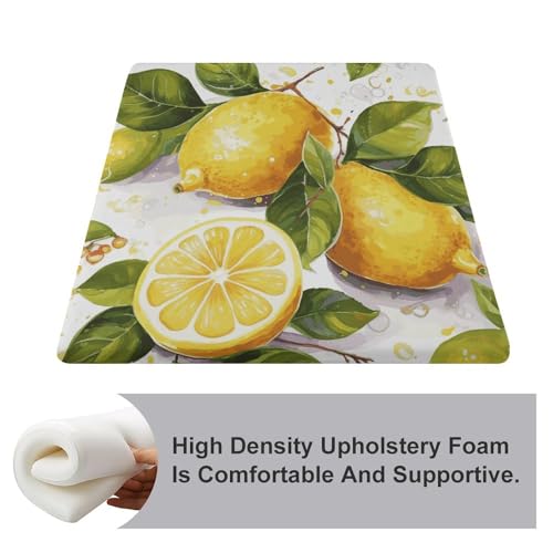 Fruits Lemon Degrees of Comfort Meditation Floor Pillow, Square Large Pillows Seating for Adults, Tufted Corduroy Cushions for Outdoor Yoga Tatami Fireplace Living Room 15x15 Inch