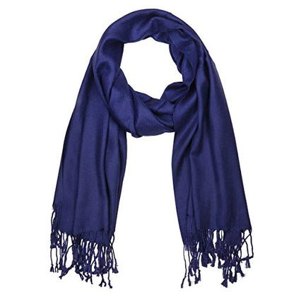 Falari Women's Soft Solid Color Pashmina Shawl Wrap Scarf, for Wedding, Bridesmaid Gifts, Evening Dress - color: Navy Blue