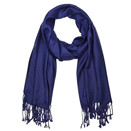 Falari Women's Soft Solid Color Pashmina Shawl Wrap Scarf, for Wedding, Bridesmaid Gifts, Evening Dress - color: Navy Blue