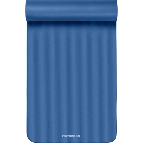Retrospec Solana Yoga Mat Thick 1/2in Non-Slip Workout Mat with Nylon Strap - 72x24in Exercise Mat for Pilates, Stretching & Fitness - BPA Free, Easy Clean - color: Denim Blue