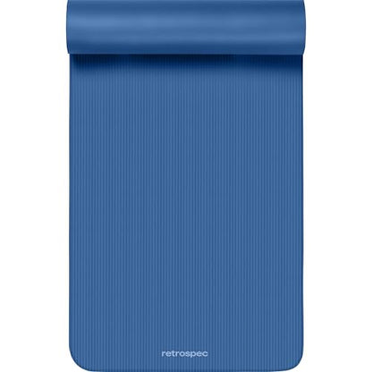 Retrospec Solana Yoga Mat Thick 1/2in Non-Slip Workout Mat with Nylon Strap - 72x24in Exercise Mat for Pilates, Stretching & Fitness - BPA Free, Easy Clean - color: Denim Blue