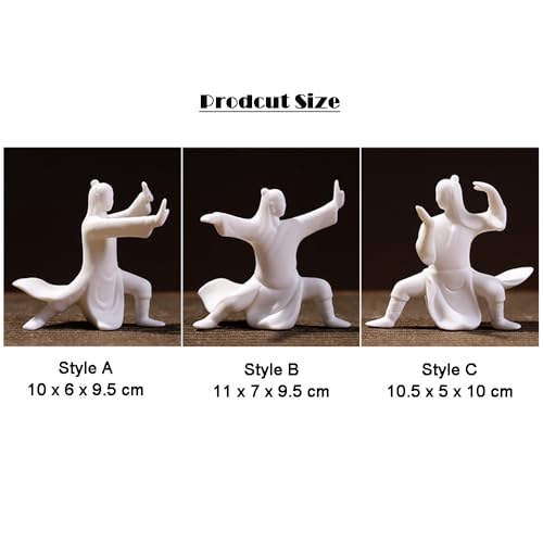 Ceramics Taichi Statue, Minimalist Ceramic Kongfu Sculpture, Meditation Zen Statue Figurine Incense Holder for Art Collectible Table Home Shelf Decor (White C)