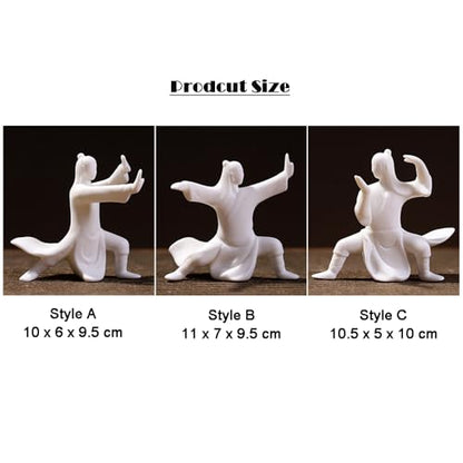 Ceramics Taichi Statue, Minimalist Ceramic Kongfu Sculpture, Meditation Zen Statue Figurine Incense Holder for Art Collectible Table Home Shelf Decor (White C)