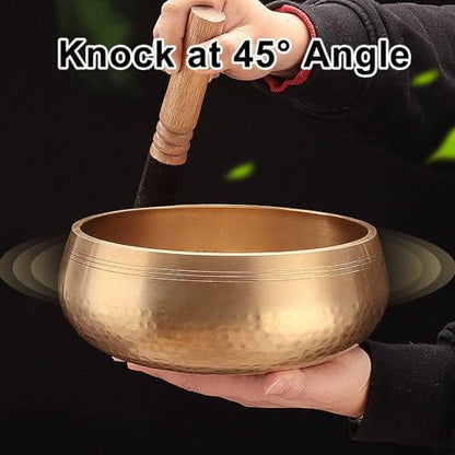 Handmade Tibetan Meditation, Singing Bowl Spiritual Decor, Brass Bowl with Beater & Cushion, for Meditation, Yoga, and Sound Healing(4.7in/12cm) - size: 4.7in/12cm