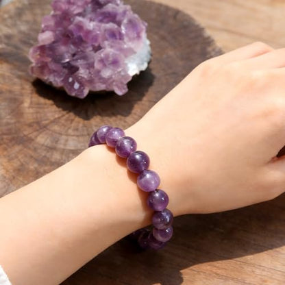 Natural Handmade Healing Chakra Bracelet - color: 12mm-Amethyst-FOR 8-8.7 INCH WRIST