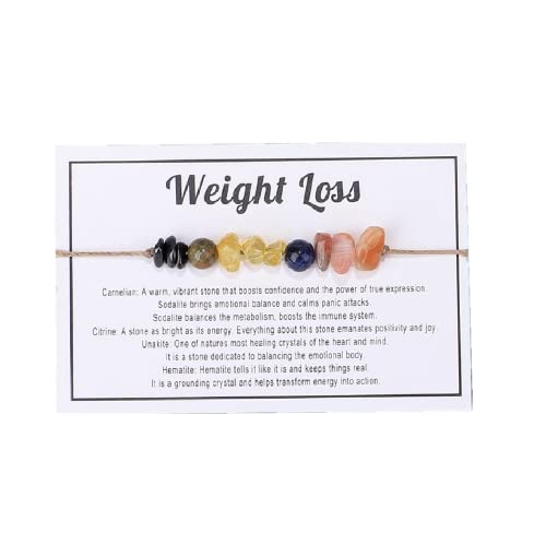 tenghong2021 Chakra Crystal Beaded Bracelet with Wish Card Adjustable Spiritual Anxiety Stone Beads Braide String Bracelet Yoga Meditation for Women Men Jewelry Birthday Gifts - style: Weight Loss