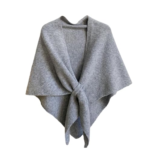 Pashmina Shawl Wraps for Women Knitted Shawls Scarf Solid Color Lightweight Poncho Wrap Tops Fall Winter Clothing - color: Gray