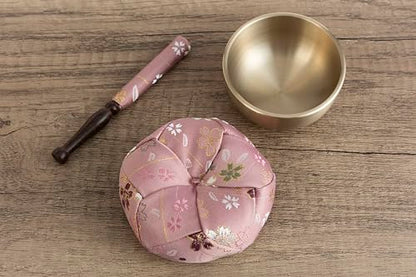 Orin Bell Japanese Buddhist Bell,Mat,bar Set Made in Japan Takaoka, Pink,2.99inch