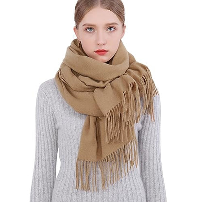 RIIQIICHY Winter Scarfs for Women Pashmina Shawls Wraps for Evening Dresses Large Warm Soft Scarves - color: Camel