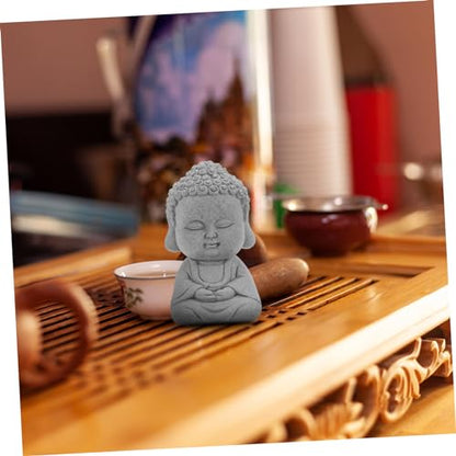 PRETYZOOM Handcrafted Sandstone Buddha Statue Minimalist Decor for Home Garden and Tea Elegant Indoor Desktop Sculpture Peaceful Ambiance Creator