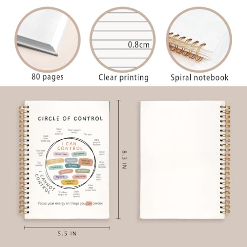 Circle of Control Mental Health Journal, Therapy Journal for Mental Health, Mental Health Counselor Gifts, Mental Health Journal for Women, Hardcover Spiral Notebook 5.5x8.3 Inch - color: Circle Of Control