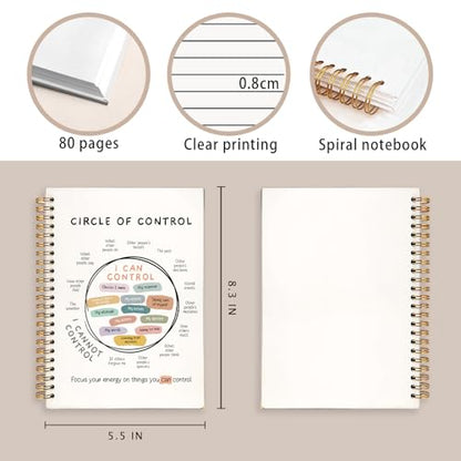 Circle of Control Mental Health Journal, Therapy Journal for Mental Health, Mental Health Counselor Gifts, Mental Health Journal for Women, Hardcover Spiral Notebook 5.5x8.3 Inch - color: Circle Of Control
