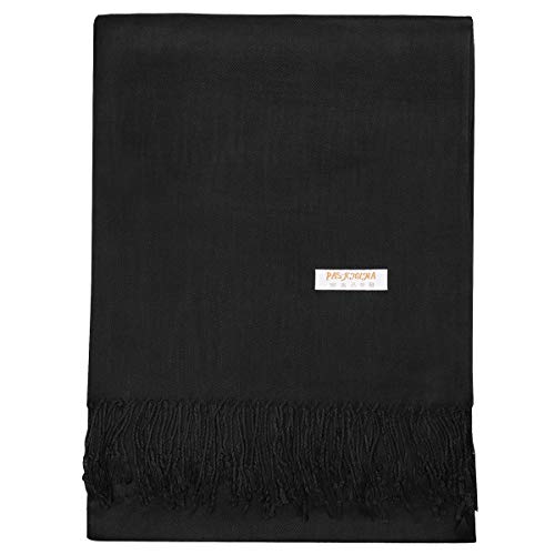 Falari Women's Soft Solid Color Pashmina Shawl Wrap Scarf, for Wedding, Bridesmaid Gifts, Evening Dress - color: Black