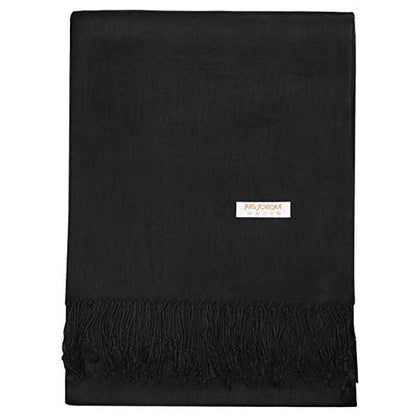Falari Women's Soft Solid Color Pashmina Shawl Wrap Scarf, for Wedding, Bridesmaid Gifts, Evening Dress - color: Black