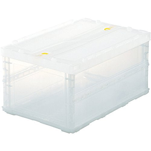 TRUSCO TSK-C40B-TM Thin Folding Container Scale, 1.4 gal (40 L) with Locking Lid, Transparent, Storage Box - color: transparent, size: 40L, style: Locking lid included
