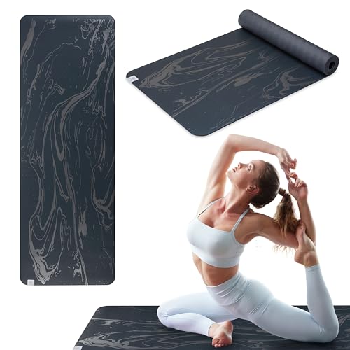 Gaiam Dry-Grip Yoga Mat - 5mm Thick Non-Slip Exercise & Fitness Mat for Standard or Hot Yoga, Pilates and Floor Workouts - Cushioned Support, Non-Slip Coat - 68 x 24 Inches - color: Marbled