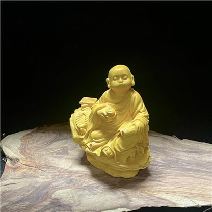 Antique Monks Wooden Statue Accents Zen Meditation Wood Sculpture Decor for Living Room Spa Or Yoga Studio Centerpiece Books Living Room Bedroom Ornament