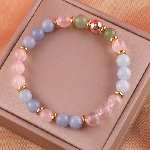 KSQS Healing Stone Bead Bracelet for Women, Natural Gemstones Balance Protection Bracelet, Spiritual Crystal Beads Bracelet Anxiety Relief with Meaning Card - style: Bestie