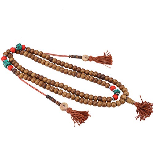 108 NaturalBeads Bracelet,Tibetan Yak Bone Beads Stretch Bracelet,Prayer Meditation Mala Wrap Stretch Necklace for Buddha Buddhist