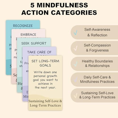 52 Self Love Affirmation Cards with Action Plans. Daily Inspirational Meditation Mindfulness Relaxation Stress, Relief Gifts for Women, Positive Anxiety Relief, Relaxing Spiritual Gifts