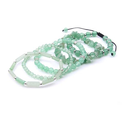 5Pcs Healing Crystal Bracelet for Women Men, Handmade Adjustable Gemstone Bracelets Beaded Reiki Energ Bracelet Set Jewelry Gifts for Women Men - color: Green Aventurine