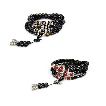 6mm 108 Mala Beads Bracelet Meditation Necklace Obsidian Beaded Prayer Buddhist Healing Stone Tiger Eye Jewelry - color: 2pc