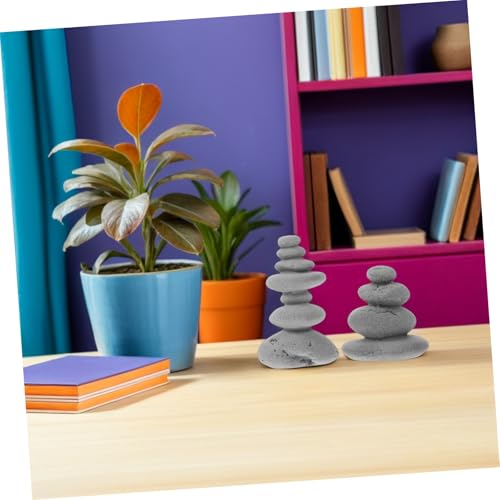 PRETYZOOM Japanese Garden Pebble Decor Zen Garden Ornaments Stacked Stone Decorations Decorative Rocks 2pcs Set