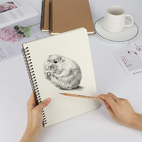 EUSOAR Spiral Blank Notebooks, B5 3 packs 7.3"x10.2" Unlined Travel Writing Notebooks Journal, Memo Notepad Sketchbook, Students College Office Business Subject Diary Spiral Book Journal-Kraft Cover - color: Kraft, size: B5-3 Packs