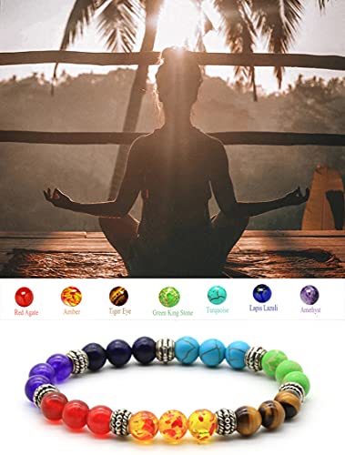 7 Chakra Necklace Bracelet Orgone Energy Protection and Spiritual Healing Pendant Necklaces Bracelets Set for Women Men