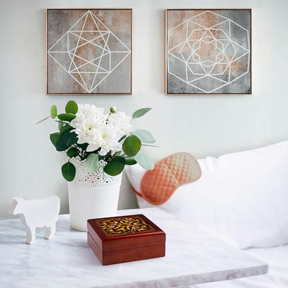 3dRose MANDALA mandala zen InnerBalance harmony gold yellow orange glowing chakra meditation Jewelry Box 7 x 7 inch with 4 inch tile
