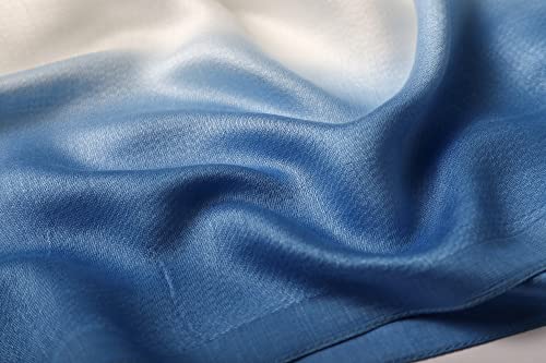 WINCESS.YU Women Gradient Scarf Long Shawls and Wraps Fashion Plain Pashmina Formal Scarf - color: Blue and White