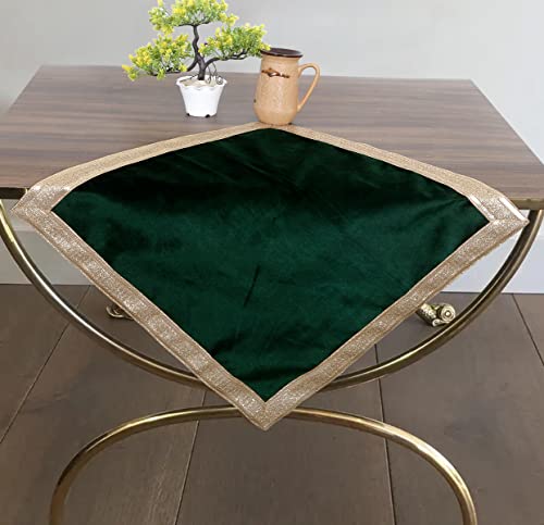 Indian Consigners Green Velvet Cloth with Golden Shinny Border, Namaaz, Muslim Cloth, Aasan, Alter, Altar, Tarot Table Cloth Holy Square Tablecloth