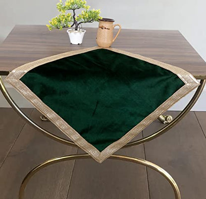 Indian Consigners Green Velvet Cloth with Golden Shinny Border, Namaaz, Muslim Cloth, Aasan, Alter, Altar, Tarot Table Cloth Holy Square Tablecloth