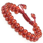 MASSIVE BEADS Double Layer Natural Chakra Healing Power Crystals Macrame Bracelet Yoga Stone Beads Gemstone Meditation Relax Anxiety Bangle for Unisex Women Men - color: Carnelian, size: 6mm