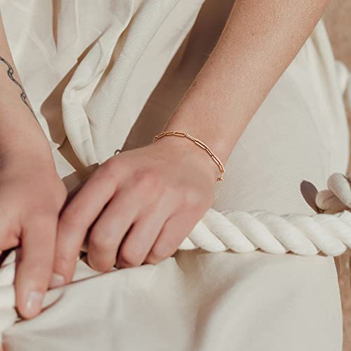 WEARON Gold Bracelet for Women 14K Gold Plated Snake Herringbone Figaro Cuban Bead Paperclip Cable Box Chain Simple Jewelry - style: Paperclip Chain 3.7mm