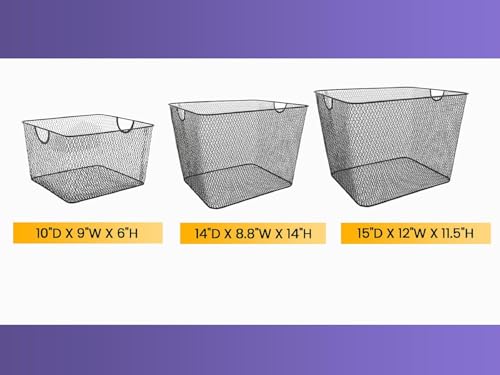 YBM Home Kitchen Pantry Organizer Wire Baskets for Shelves, Cabinets, Pantry, Countertop, Mesh Open Storage Bin Metal Basket for Organizing Food Supplies, 2 Pack - size: 14x10x8.8