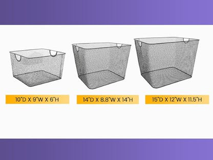 YBM Home Kitchen Pantry Organizer Wire Baskets for Shelves, Cabinets, Pantry, Countertop, Mesh Open Storage Bin Metal Basket for Organizing Food Supplies, 2 Pack - size: 14x10x8.8