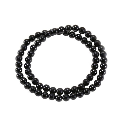 14in Agate Wrap Bracelet for Women Men Natural Round Beaded Agates Stone Healing Stretch Bracelets Elastic Handmade Polished Gemstone Beads Bracelet - color: Black Agate, size: 6mm Beads