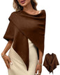 Women's Pashmina Shawl Wraps for Evening Dresses Wedding Bridal Open Front Poncho Cape Soft Large Scarf - color: Brown