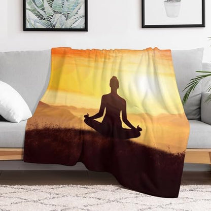 Yoga Meditation Soft Throw Blanket for Couch Lightweight Flannel Blanket for Sofa Couch Throw Bed Warm Cozy Decorative Blankets Fall Winter Decor 40"x50" - size: 40"x50"