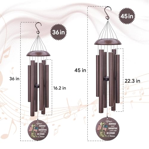 36inch Personalized Wind Chimes, Memorial Wind Chimes for US Veteran, Wind Chime for Loss of Loved Dad, Sympathy Memorial Gifts, Thank You Veteran Solider, Outdoor Decor (Produced in USA)