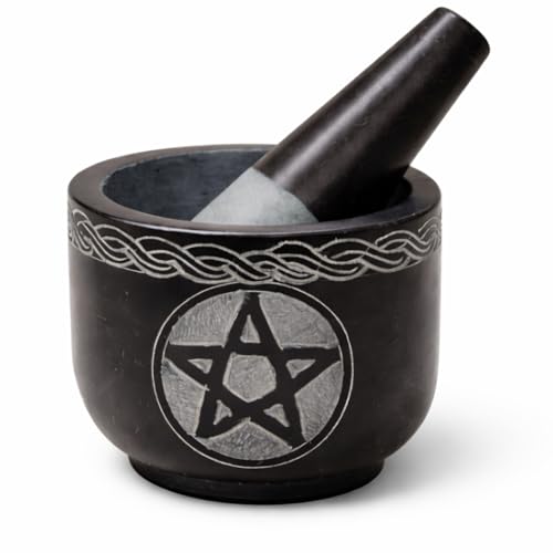 Mortar and Pestle Set Unique - Black Pestle and Mortar Bowl Solid Stone Grinder for Herbs Spice Guacamole Garlic Ginger Root