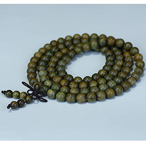 JAJAFOOK Mala Beads Bracelet 108 6/8/10/12mm Prayer Beads Tibetan Mala Bracelet Necklace Meditation Green Sandalwood Elastic - style: 6mm*108beads